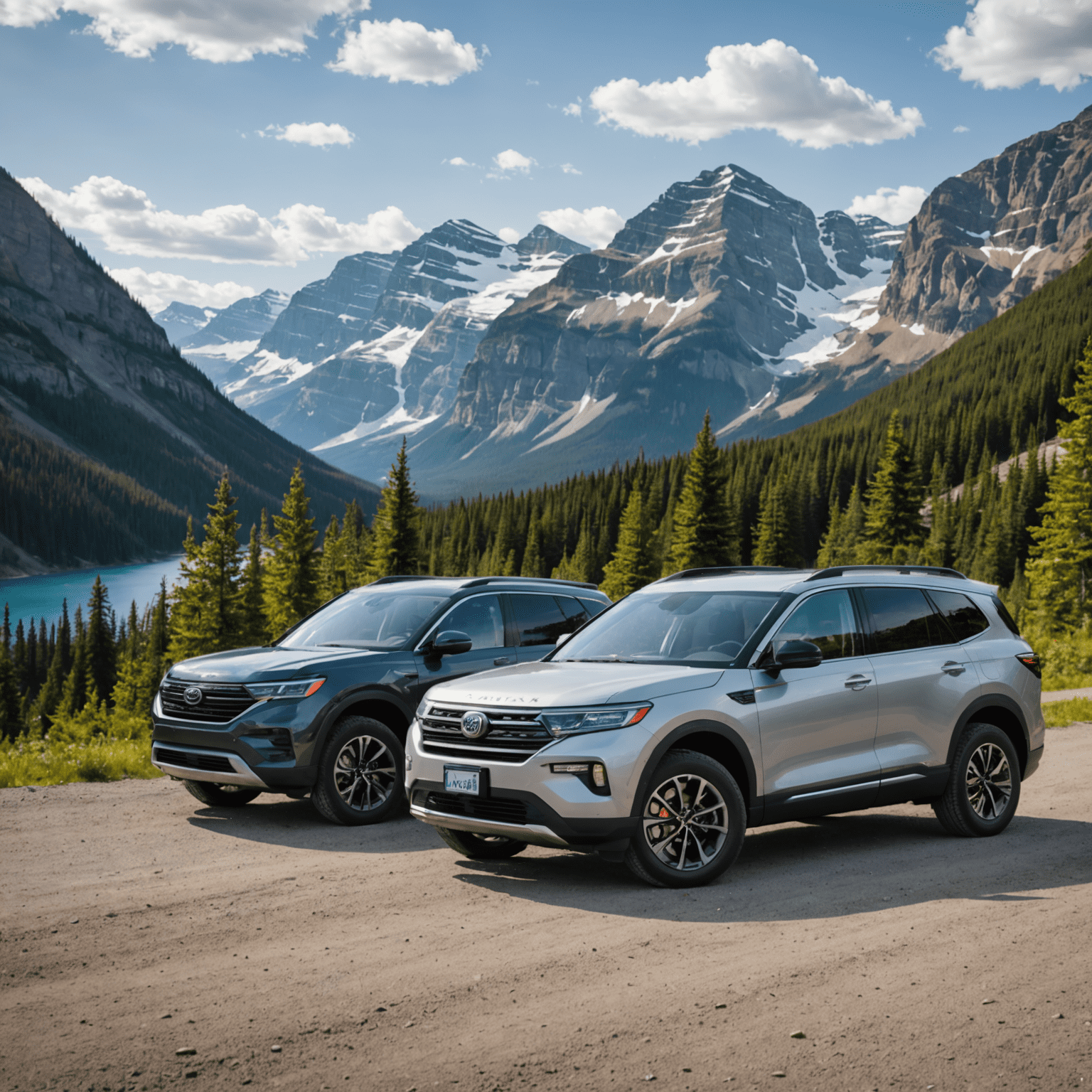 A side-by-side comparison of three popular SUV models available for rent in Canada. The image shows the vehicles in a 3/4 view on a neutral background, highlighting their features and sizes to help customers choose the best option for their Canadian adventure.